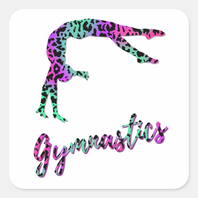 Sticker Carré Fille de gymnastique sauvage | Gymnastique Poster  (Devant)