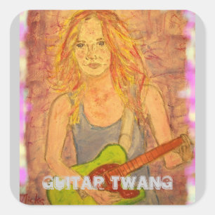 Sticker Carré Fille de son vibrant de guitare