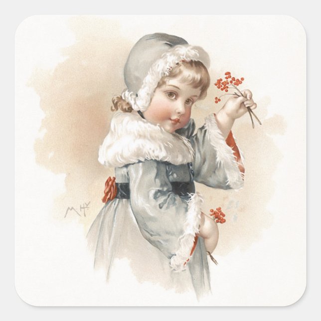 Sticker Carré Fille d'hiver de Maud Humphrey (Devant)