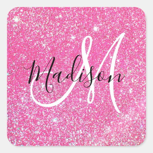 Sticker Carré Fille Glam Hot rose Parties scintillant étincelles (Devant)