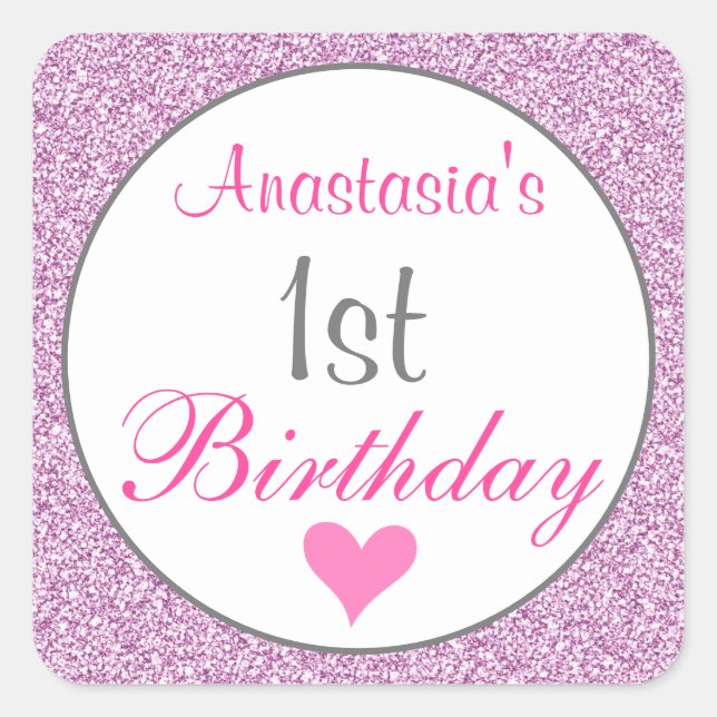 Sticker Carré Fille Glam rose Lilac violet Parties scintillant 1 (Devant)