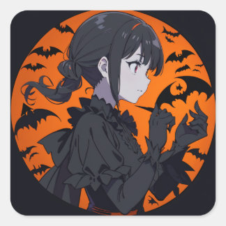 Sticker Carré fille halloween
