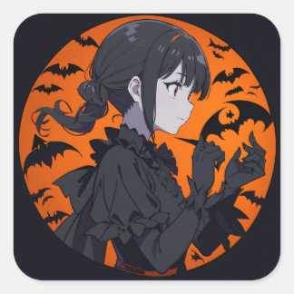 Sticker Carré fille halloween