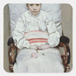 Sticker Carré Fille malade