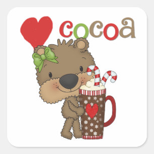 Sticker Carré Fille Ours Cocaca Amour