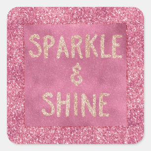 Sticker Carré Fille Parties scintillant rose étincelante