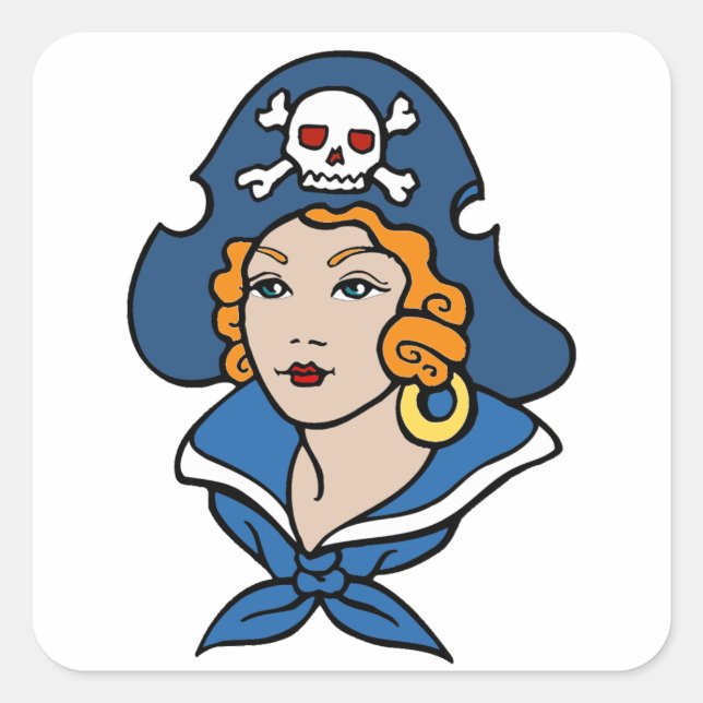 Sticker Carré Fille Pirate (Devant)
