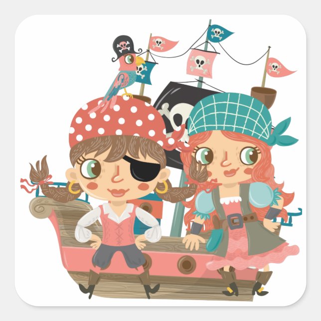 Sticker Carré Fille Pirates (Devant)