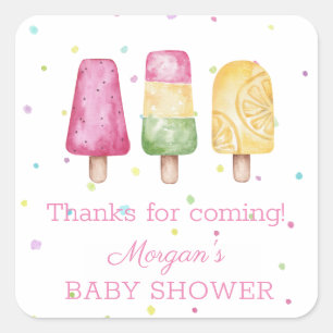 Sticker Carré Fille prête à pop Baby shower d'été Faveurs