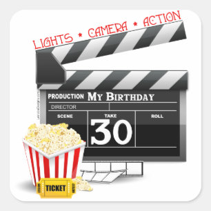 Sticker Carré Film Anniversaire fête 30e anniversaire
