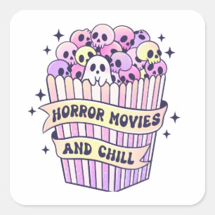 Sticker Carré Films D'Horreur Et Chill Cute Halloween