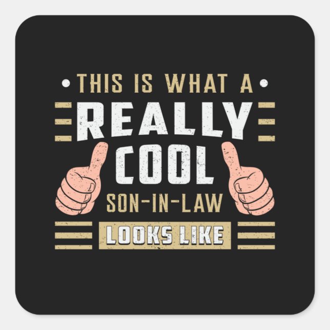 Sticker Carré Fils Awesen Droit Son Meilleure Idée Cadeau Fière (Devant)