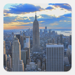 Sticker Carré Fin de l'après-midi NYC Skyline à l'approche du co