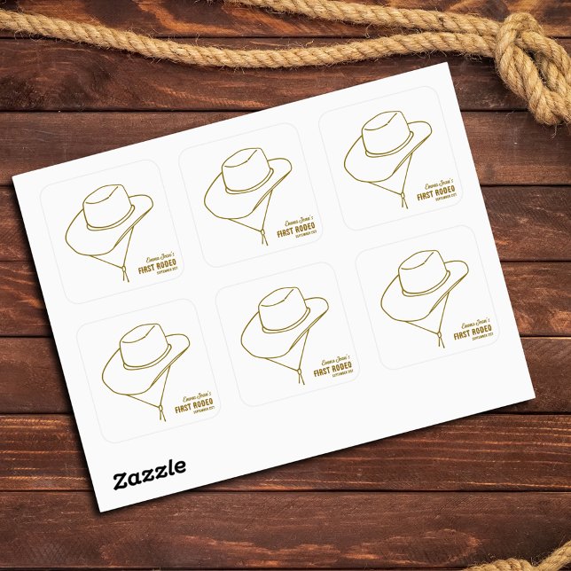 Sticker Carré First Rodeo Western Cowgirl Hat 1st Birthday (First Rodeo Western Cowgirl Hat 1st Birthday Square Sticker
)
