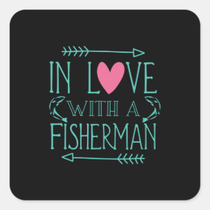 Sticker Carré Fisher En Amour Avec Un Pêcheur