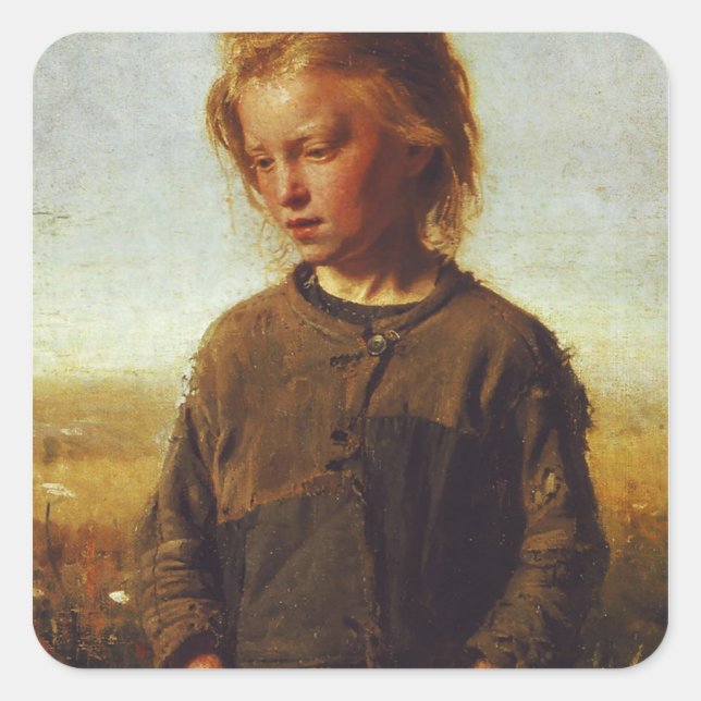 Sticker Carré Fisher girl, 1874 (Devant)