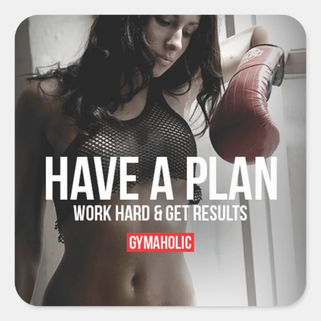 Sticker Carré Fitness Motivationnelle (Devant)