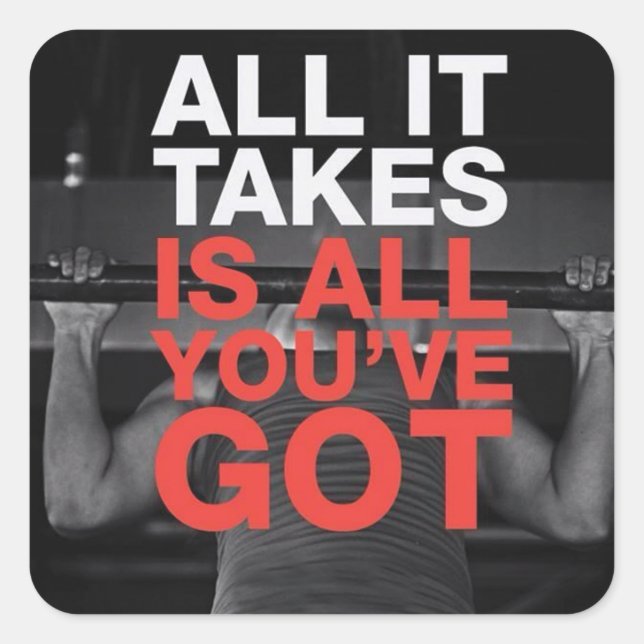 Sticker Carré Fitness Motivationnelle (Devant)
