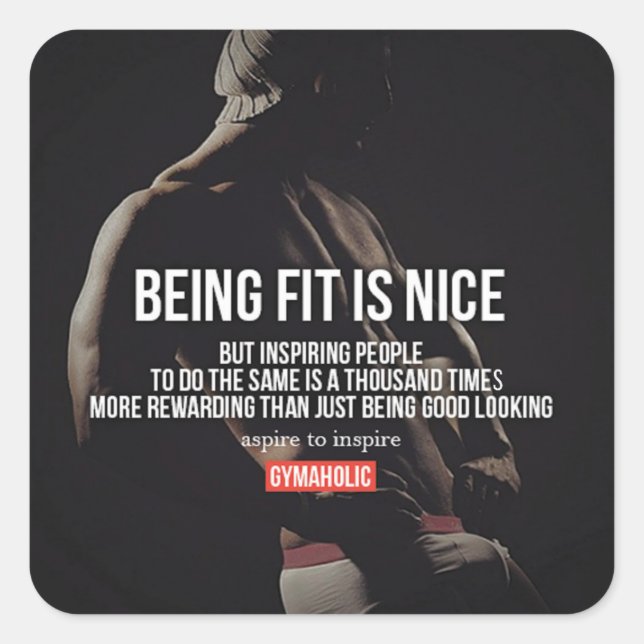 Sticker Carré Fitness Motivationnelle (Devant)