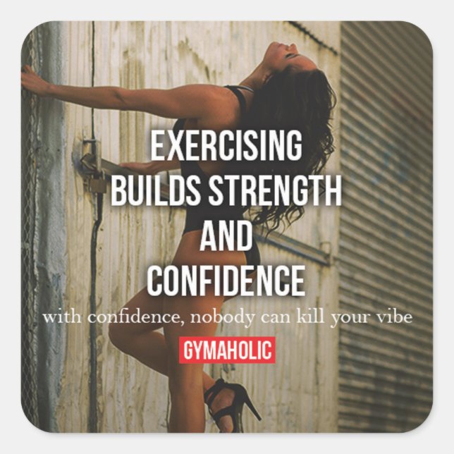 Sticker Carré Fitness Motivationnelle (Devant)