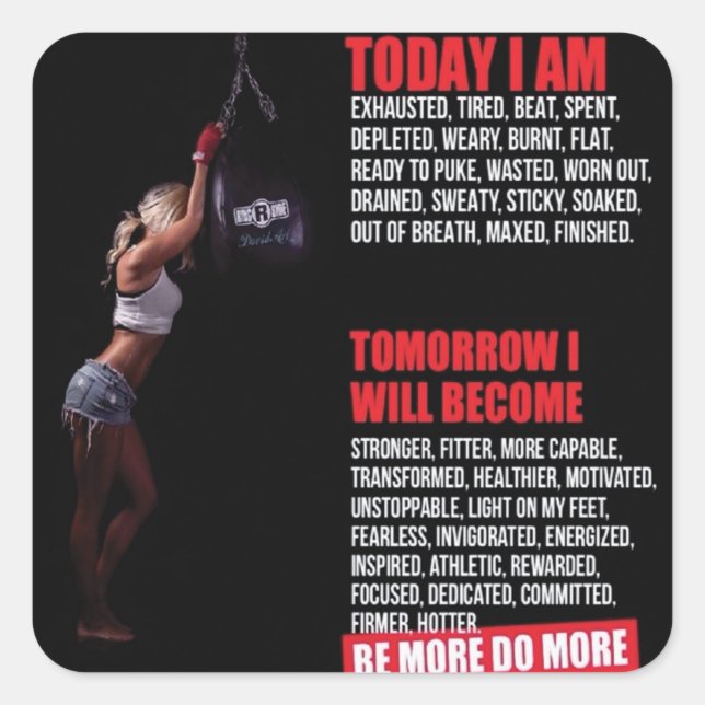 Sticker Carré Fitness Motivationnelle (Devant)