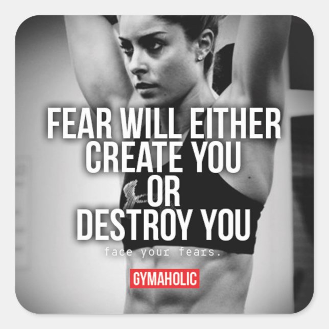 Sticker Carré Fitness Motivationnelle (Devant)