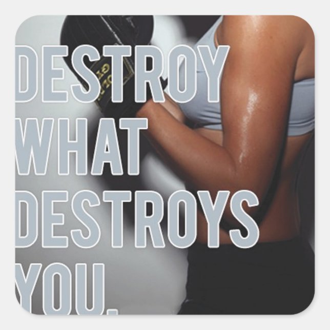 Sticker Carré Fitness Motivationnelle (Devant)