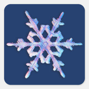 Sticker Carré Flacon de neige Iridescente sur bleu foncé