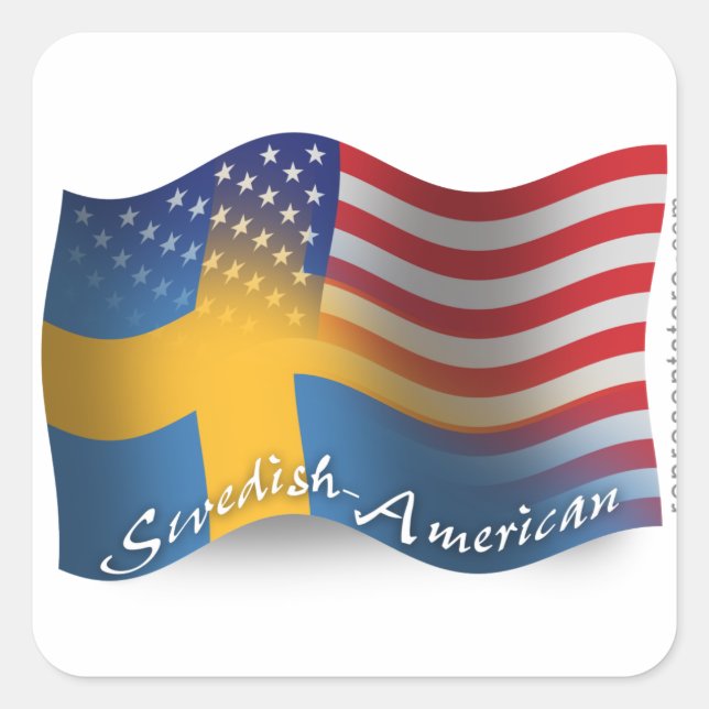 Sticker Carré Flag de Swedish-American (Devant)