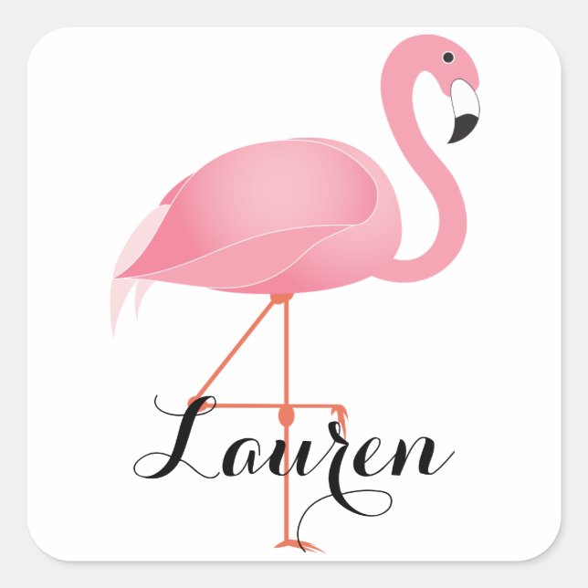 Sticker Carré flamant rose (Devant)