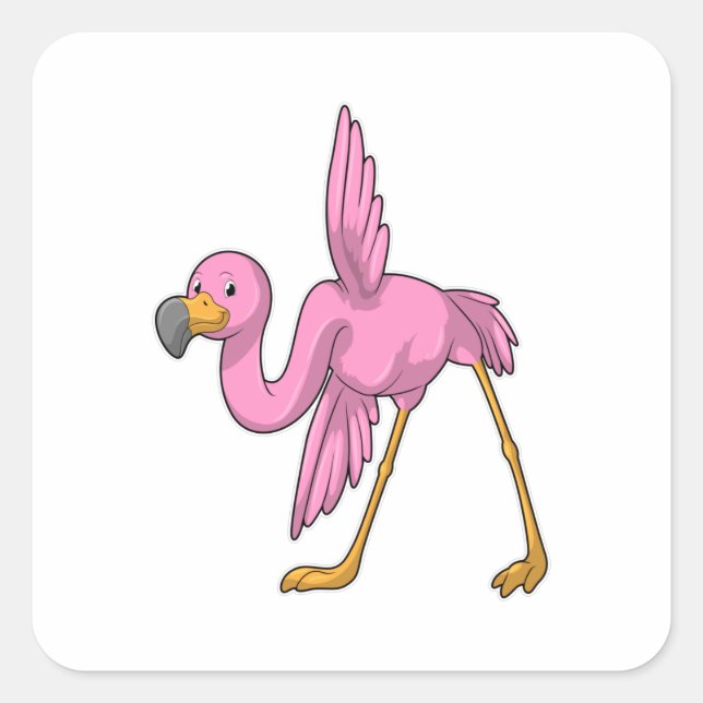 Sticker Carré Flamant rose à Yoga Exercice d'étirement (Devant)