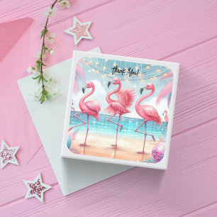 Sticker Carré Flamant rose Danse et fête Merci