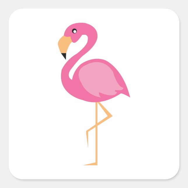 Sticker Carré Flamant rose rose (Devant)