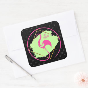 Sticker Carré Flamant rose Rose Soyez Fabuleux Inspirationnel Di