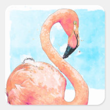Flamant rose Saint-Valentin aquarelle