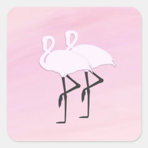 Sticker Carré Flamants roses roses