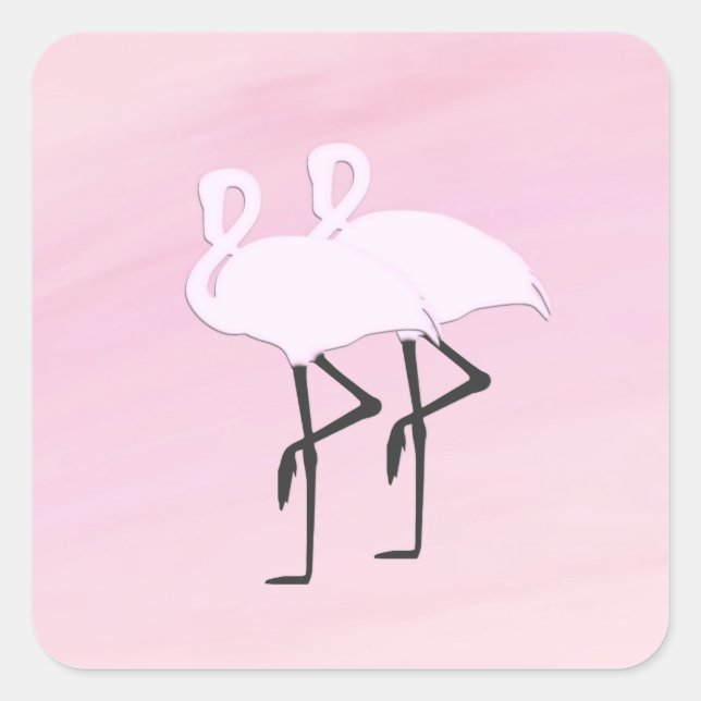 Sticker Carré Flamants roses roses (Devant)