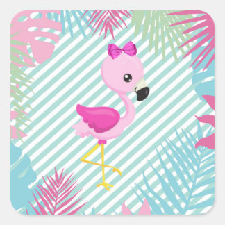 Sticker Carré Flamenco Rosa Baby para personalizar e imprimir