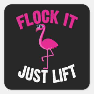 Sticker Carré Flamingo Flamingo Weightlifting