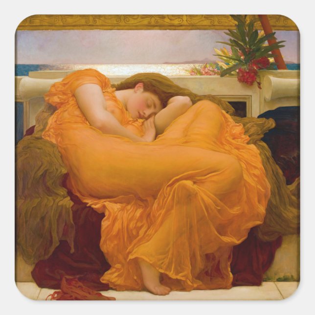 Sticker Carré Flamme Juin par Sir Frederic Leighton (Devant)
