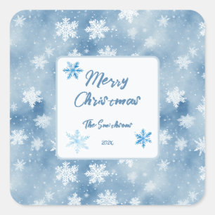 Sticker Carré Flammes de neige de Noël Ciel bleu clair