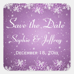 Sticker Carré Flammes de neige sur mariage violet Enregistrer la