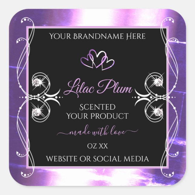 Sticker Carré Flashy Lumière violet noir Produit Diamants Étique (Devant)