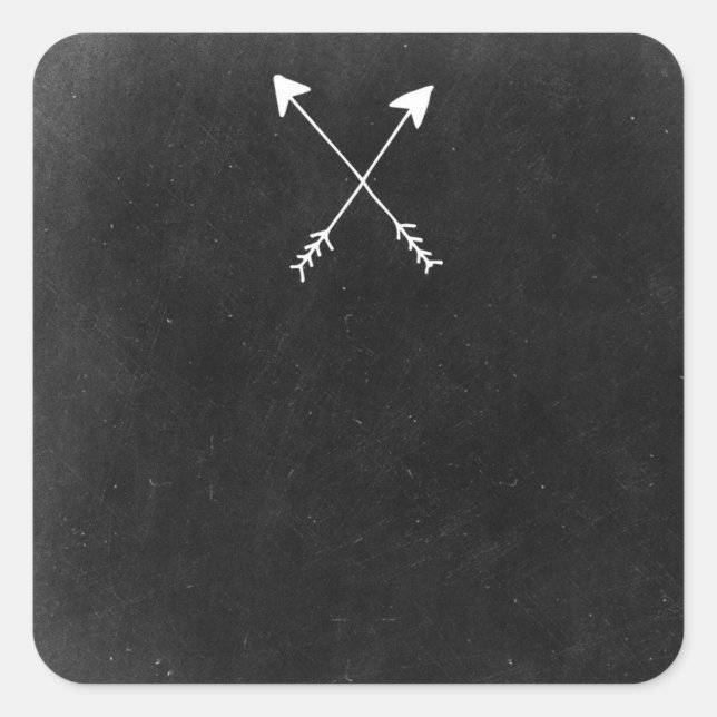 Sticker Carré Flèches Croisées Sur Chalkboard Rustique Boutique  (Devant)