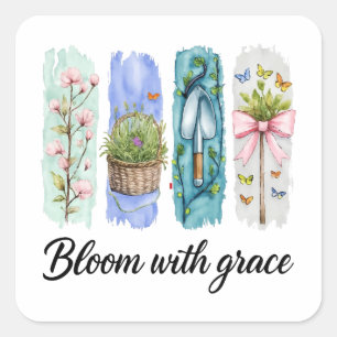 Sticker Carré Fleur avec Grace Garden Floral Art