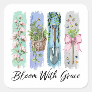Sticker Carré Fleur avec Grace Garden Floral Art