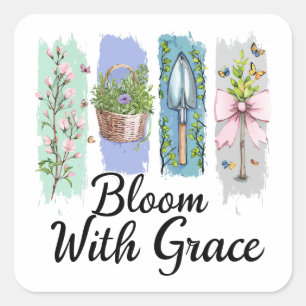 Sticker Carré Fleur avec Grace Garden Floral Art
