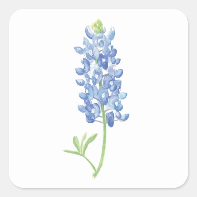 Sticker Carré Fleur bleu aquarelle (Devant)