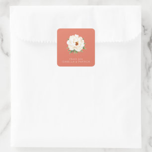 Sticker Carré Fleur Botanique De Corail Reconnaissant