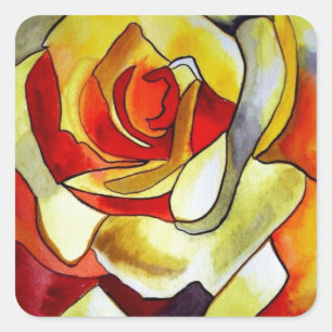 Sticker Carré Fleur d'aquarelle d'origine Frénésie Jaune